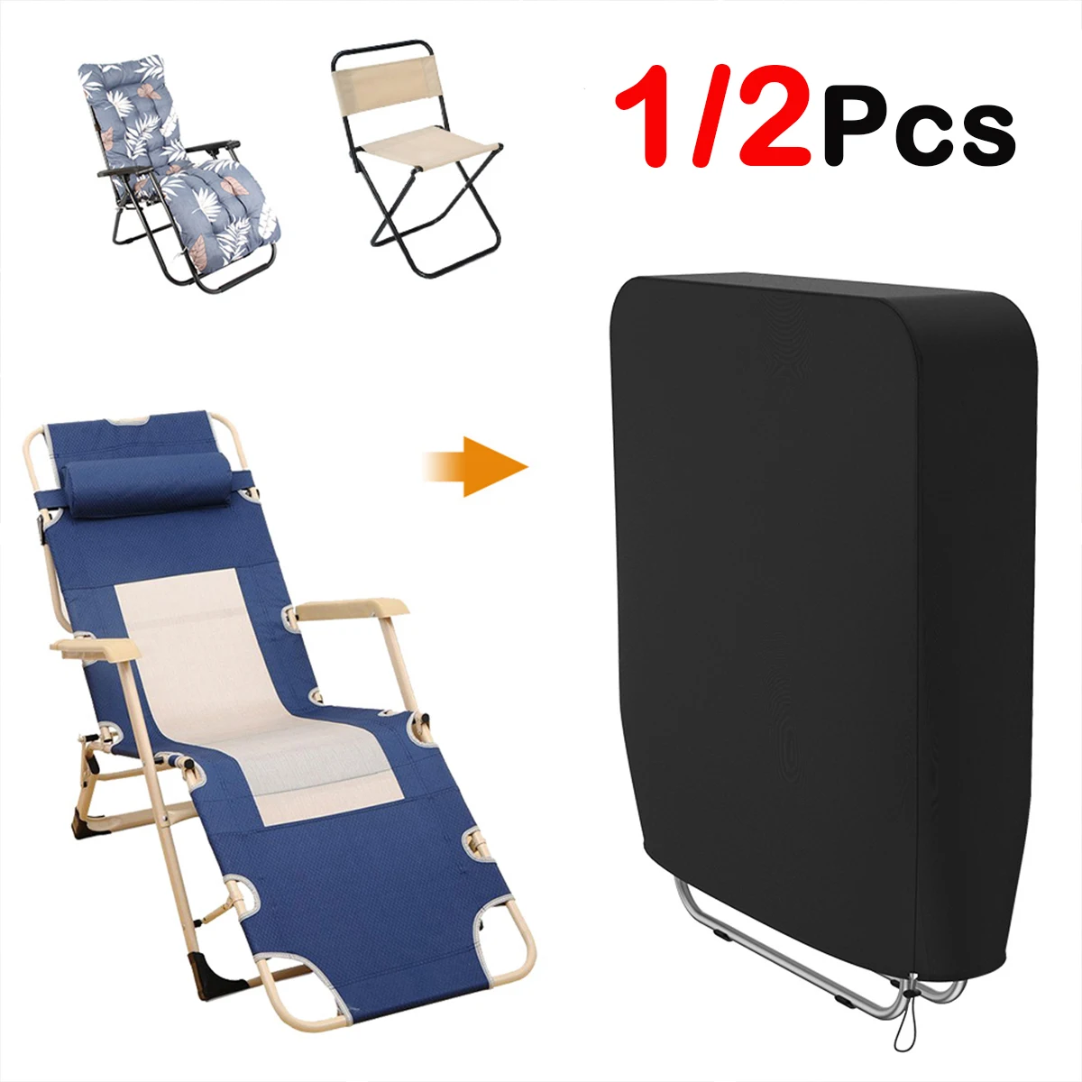 1/2Pcs Klappstühle Abdeckung Möbel Schutz Outdoor Staubdicht Sonne UV Wasserdichte Abdeckung für Liegestuhl Strand Stühle