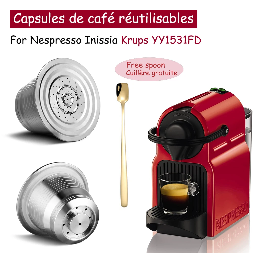 Kaffeekapsel für Nespresso Inissia Krups YY1531FD, Edelstahl-Kaffeefilter, wiederverwendbarer Kaffee-Crema-Maker Image