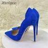 Heelgoo Royal Blue Synthetic Wildleder Damen Side Curl Cut Spitze Zehen High Heel Schuhe Elegante