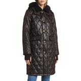 Diamond Quilted Coat With Faux Fur Lining