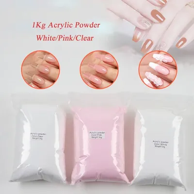 1kg Nail Acrylic Powder Pink/White/Clear Crystal Dust For Carving/Building Nail Dipping Powder Fast