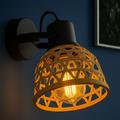 Applique spot bambou applique style bohème salon 1 flamme E27, avec spots orientables look tressé,