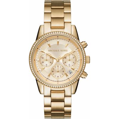 Chronograph MICHAEL KORS "BRYANT", gold (goldfarben), Armbanduhren, Damen, Quarzuhr, Armbanduhr, Damenuhr, Stoppfunktion, Edelstahlarmband Image