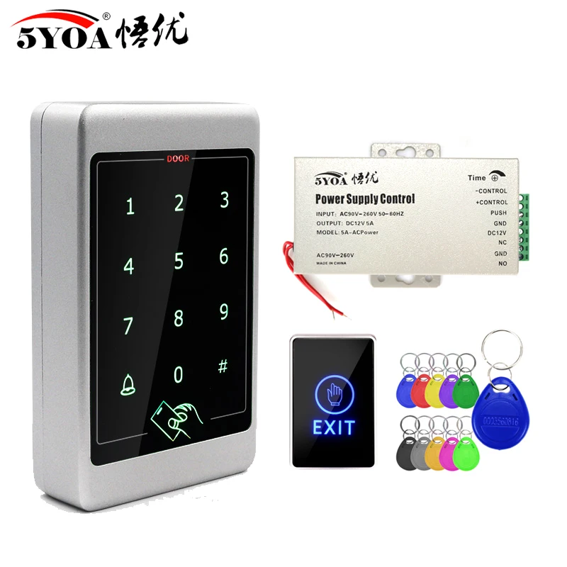 Wasserdicht Touch Metall RFID Zugangskontrolle Elektronisches Türschloss Elektrischer Toröffner Smart Keypad Case Reader 125 kHz ID-Karte Image