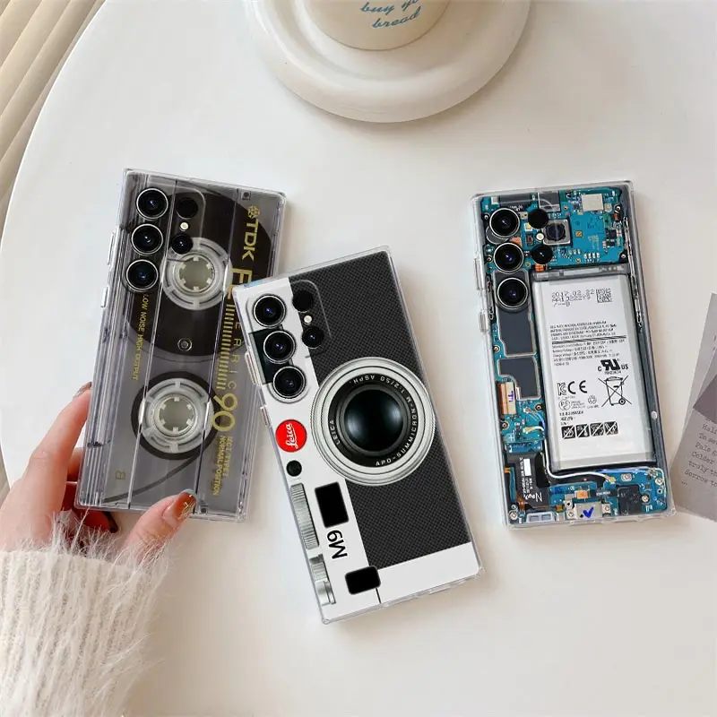 Leiterplatte Telefon hülle für Samsung Galaxy S24 S23 Ultra Vintage Kamera Abdeckung S22 S20 plus S21 Fe Clear Cases Musik bänder Funda Image