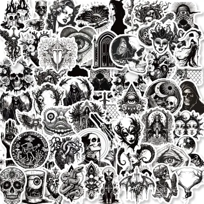 10/25/50 Stück coole schwarze Gothic-Aufkleber Horror für Scrapbooking Dekor Wasserflasche Laptop Image