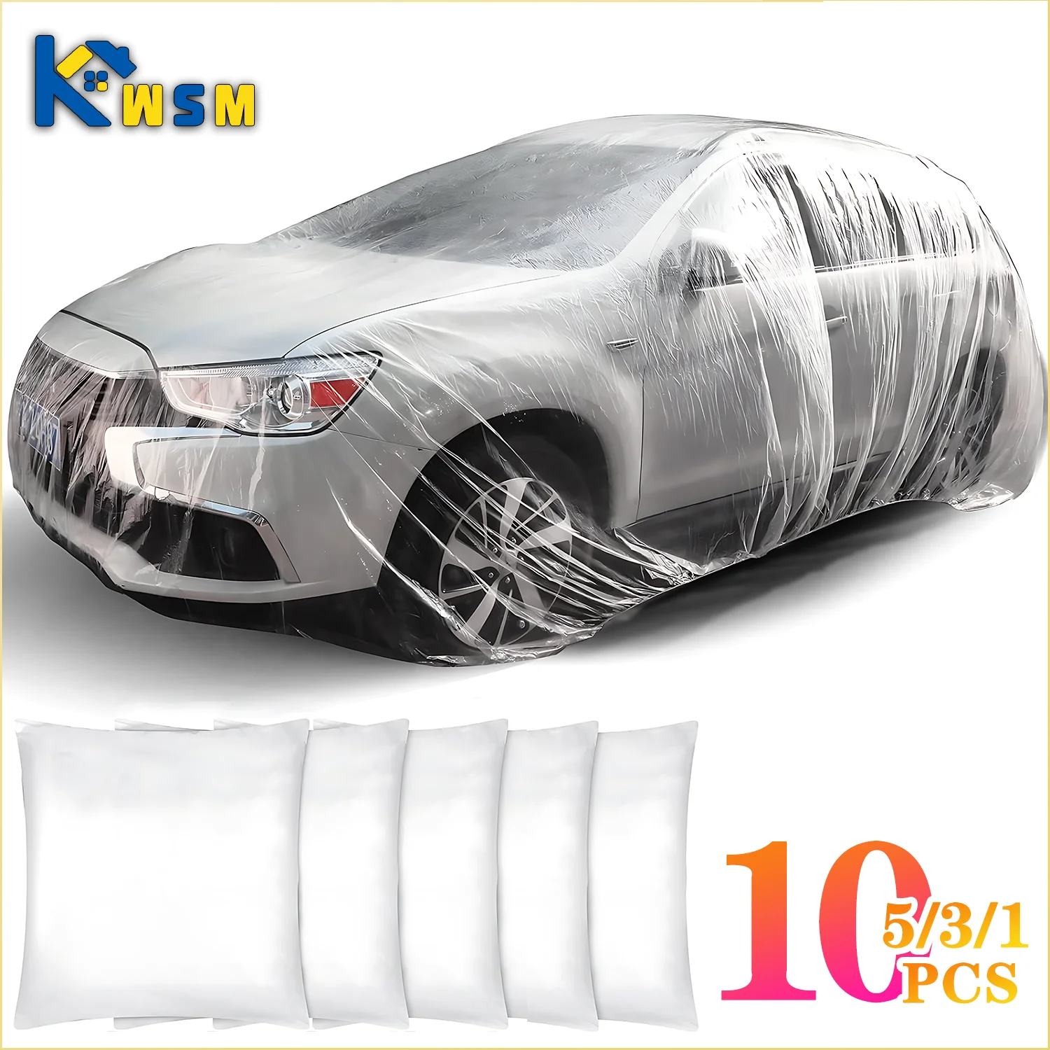 1-10 pièces couverture de voiture jetable couverture de voiture transparente manteau de voiture et couverture de voiture PE Film couverture de pluie couverture de voiture jetable couverture