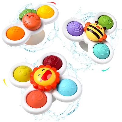 3-pack Suction Cup Spinner Toys - Sensory & Early Education Toys For Babies & Toddlers - Perfect Birthday Gifts For Boys & Girls!