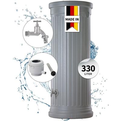 Säulentank Komplett-Set 330 Liter steingrau inkl. Chrom-Auslaufhahn und Fallrohranschluss - Garantia Image