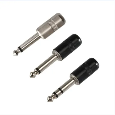 Pro C Mini Short Barrel 1/4 Inch 6.35mm Connector Jack Plug Black Nickel for Audio Guitar Patch Cable TS TRS