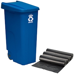 WellHome - 110L Müllcontainer aus Pappe mit 30 Müllsäcken, Blau Image