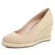 Women Wedge Heel Espadrilles Round Toe High Heel Shoes Slip On with Platform Comfort Daily Shoes F26114JI Beige Size 4 UK/37