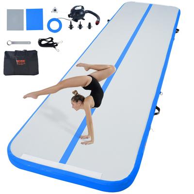 VEVOR Gymnastics Air Mat, 4 inch Thickness Inflatable Gymnastics Tumbling Mat, Tumble Track with Electric Pump