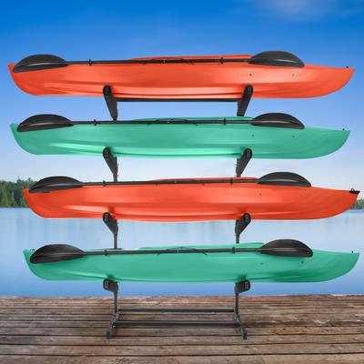 Kayak Storage Rack - 3-4 Level Freestanding Adjustable Stand with Padded Arms and 300 - 400lbs Capacity for Canoes by Rad Sportz