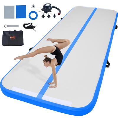 VEVOR Gymnastics Air Mat, 4 inch Thickness Inflatable Gymnastics Tumbling Mat, Tumble Track with Electric Pump