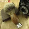 Titan-Brosse de barbier avec manche en bois naturel blaireau blaireau cadeau