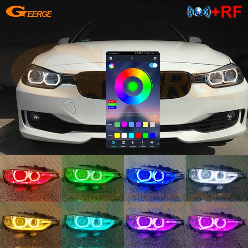 RF A Distanza Bluetooth APP Multi Colore DTM Stile RGB LED Angel Eye Halo Anelli Per BMW Serie 3 F30 F31 F34 F35 F80 F81 M3 Pre LCI