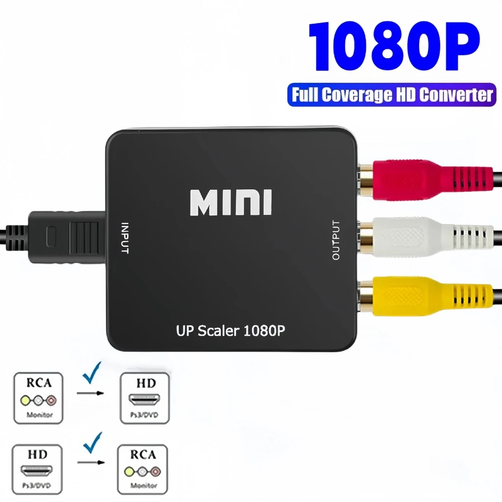 1080P HDMI-kompatibel Zu AV Scaler Adapter Video Verbund Konverter Box RCA AV zu HDMI-kompatibel CVSB L/R Video Scaler Adapter Image
