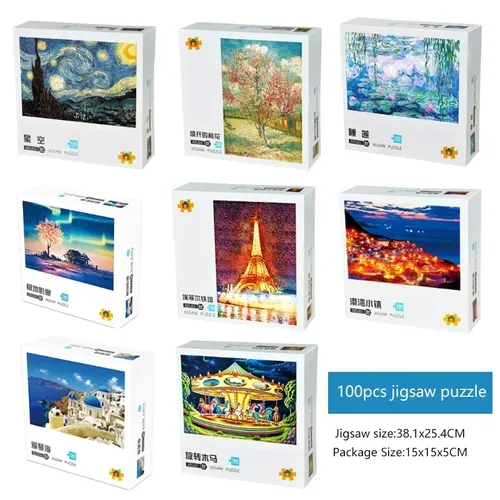 Lernspiel zeug 100 Puzzles Kunst Aufklärung Spielzeug klassische berühmte Gemälde Serie Puzzle