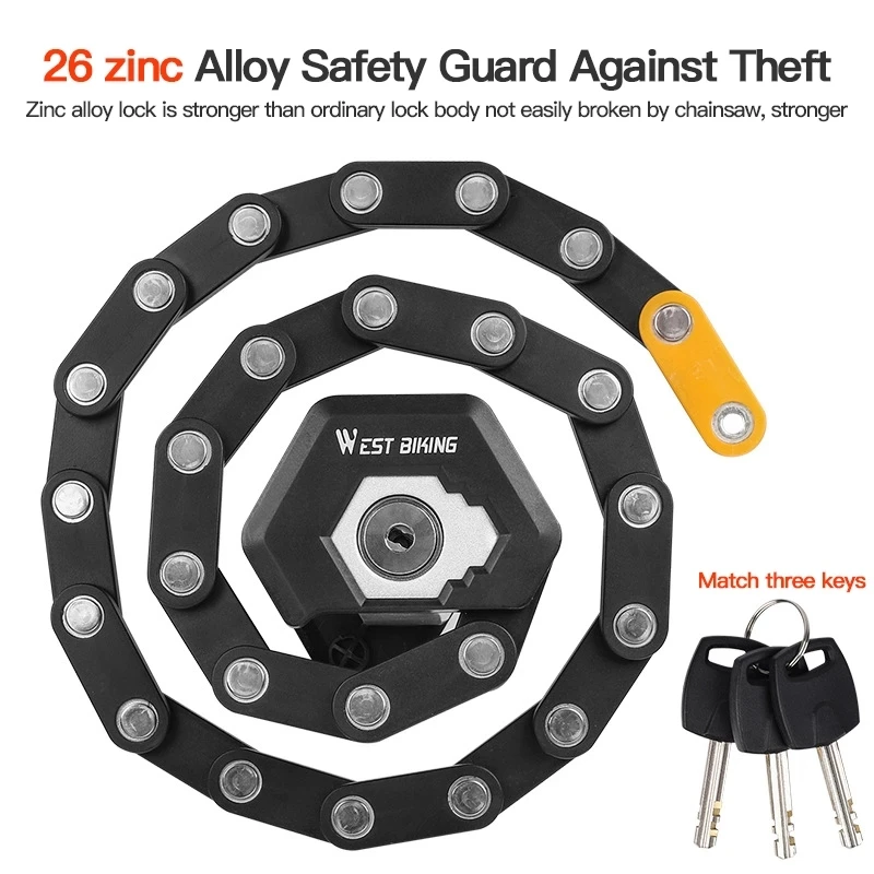 85CM Fahrrad Schloss Anti-diebstahl Key Lock Mountainbike Elektrische Auto Kette Schloss Motorrad Klapp Schloss Fahrrad Zubehör Image