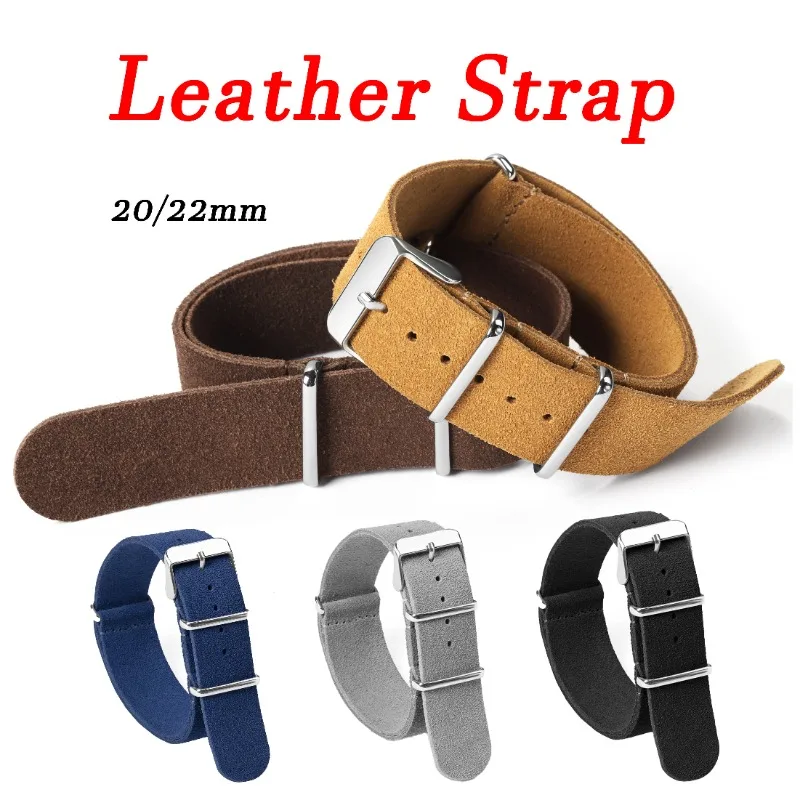 20mm 22mm Universal Military Retro Wildleder Echtes Lederband für Seiko für Omega für Huawei GT2 Männer Frauen uhr Band Armband Image
