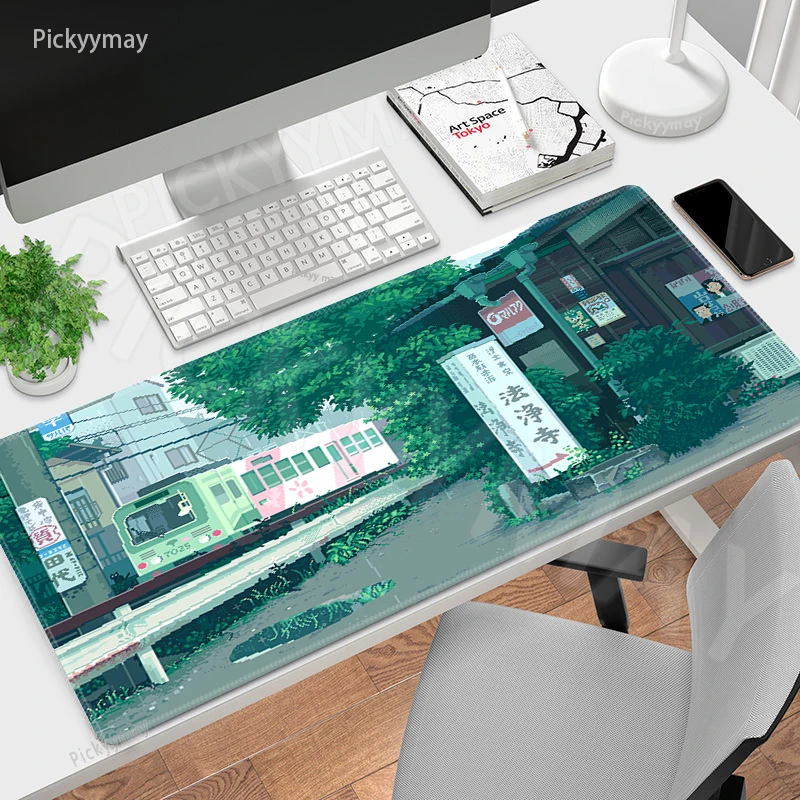 PC Gamer Mouse pad Pixel Kunst Mauspad Büro große Maus matte Gummi Deskpads xxl Schreibtisch matten Straßen landschaft Mauspads 900x400mm Image