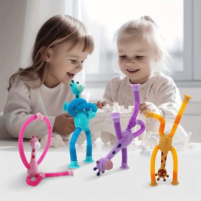 4 Packs Suction Cup Robot & Giraffe Toys For Kids,...