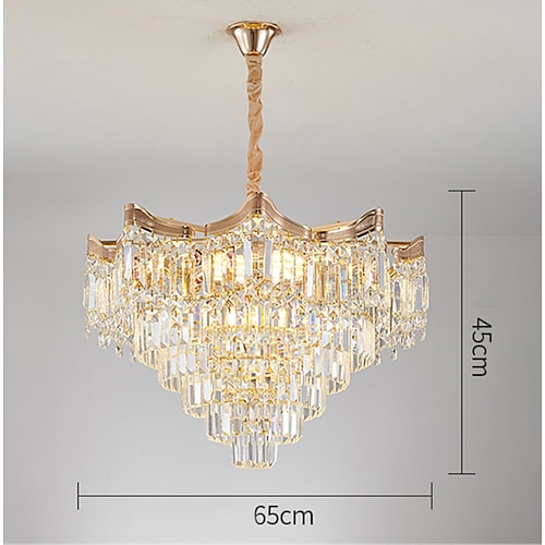 LED-Kronleuchter, 50/65 cm, 9/12-Kopf, ohne Glühbirne, galvanisiertes Finish, Kristallmetall, moderner zeitgenössischer Stil, Schlafzimmer, Esszimmer, Mini-Pendelleuchte, 110–240V Image