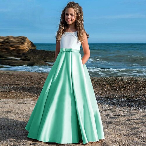 kinderkleidung Mädchen Party Kleid Feste Farbe Ärmellos Leistung Gitter Prinzessin Süß Gitter Mitte der Wade Etuikleid Tüll-Kleid Sommer Frühling Herbst 2-12 Jahre Schwarz Weiß Champagner Image