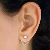 Anthropologie Jewelry | "Lotus Dreamer” Opal Bohemian Hippie Stud Earrings | Color: Blue/Silver | Size: Os