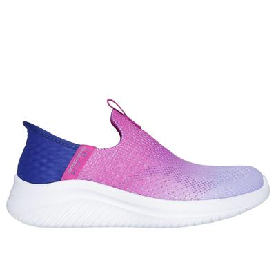 Skechers Girl's Slip-ins: Ultra Flex 3.0 - Color Boost Sneaker | Size 1.5 | Navy/Purple | Textile | Machine Washable