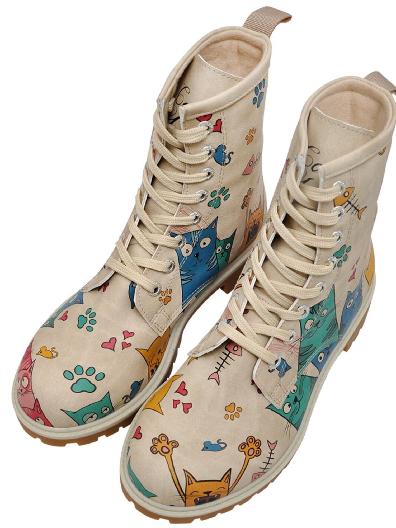 Schnürboots DOGO "Longe Boots Schnürstiefel It Wasn't Me Damen Stiefeletten", Damen, Gr. 37, Normalschaft, grün (beige, grün), Lederimitat, Schuhe Schnürboots, Handgefertigt