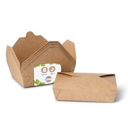BIOZOYG 280 Stück Speiseboxen 1100ml Menüboxen braun Menüschachteln Essensboxen für Salat und Bowls - biologisch abbaubar für warme und kalte Speisen Image
