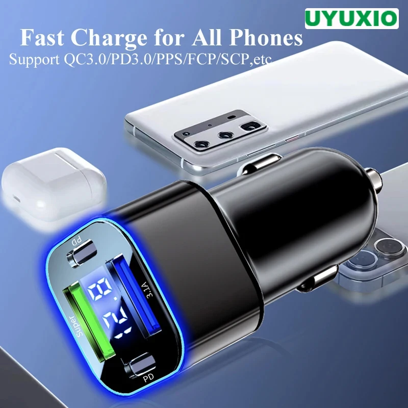 30w usb c auto ladegerät adapter super schnelles laden dual pd 4 in 1 für iphone 15 pro max 14 plus samsung huawei oppo oneplus vivo Image