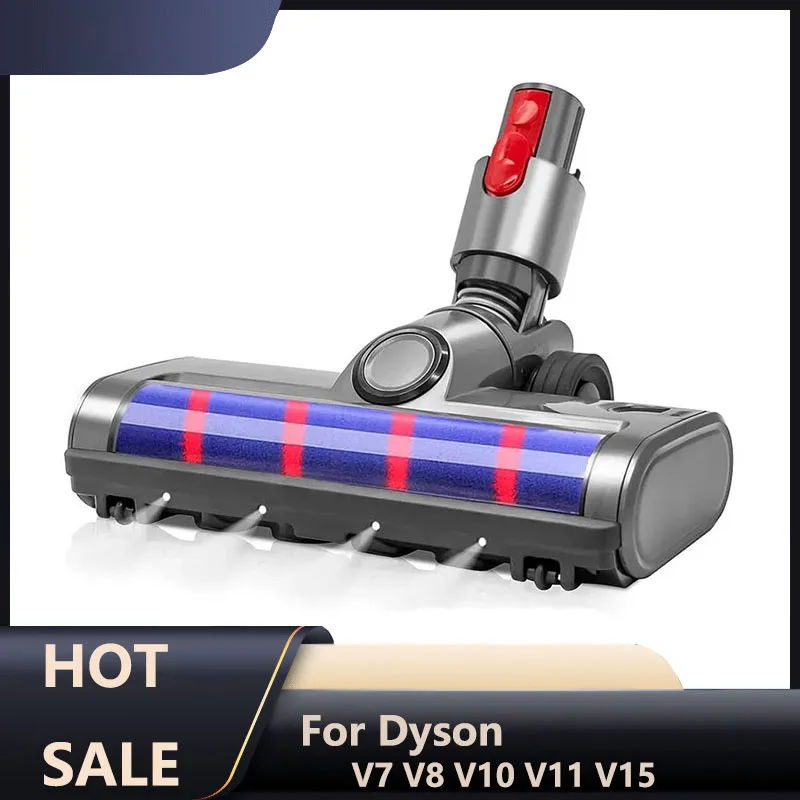 Elektrischer Boden bürsten kopf für Dyson v7 v8 v10 v11 v15 Staubsauger Ersatzteile weiche Rollen kopf bürsten mit LED-Leuchten Image