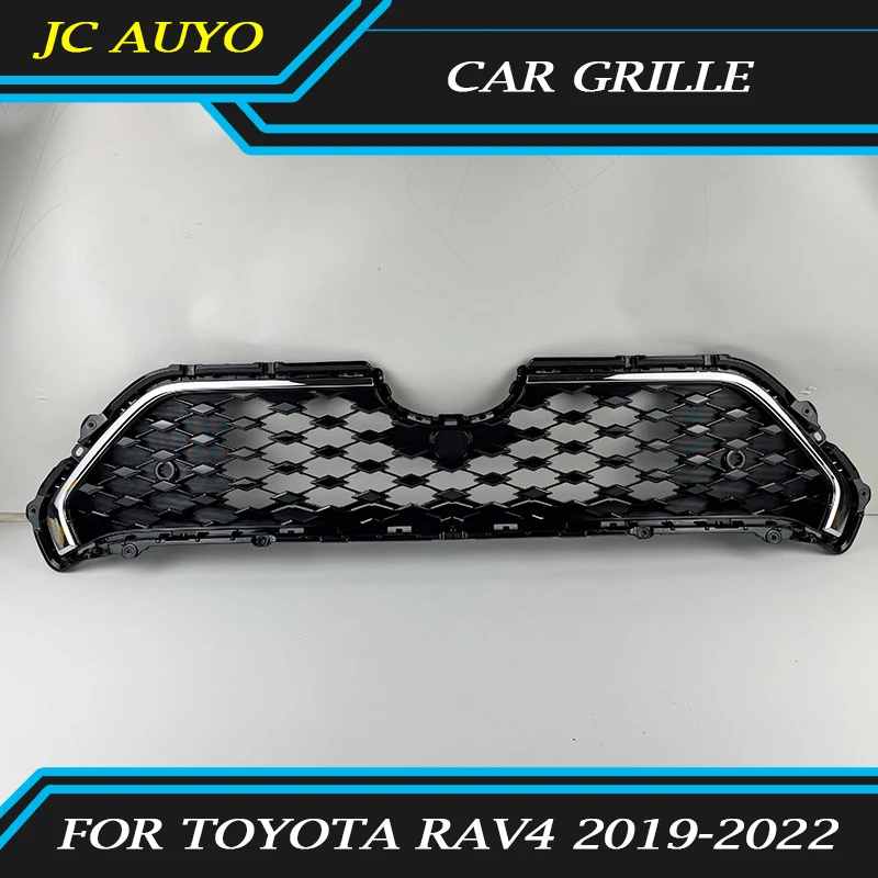 Auto ABS grille fit für Toyota RAV4 2019 2020 2021 2022 Standard Version Auto Teil ABS Schwarz Auto Front Upper grille Ohne LED Image