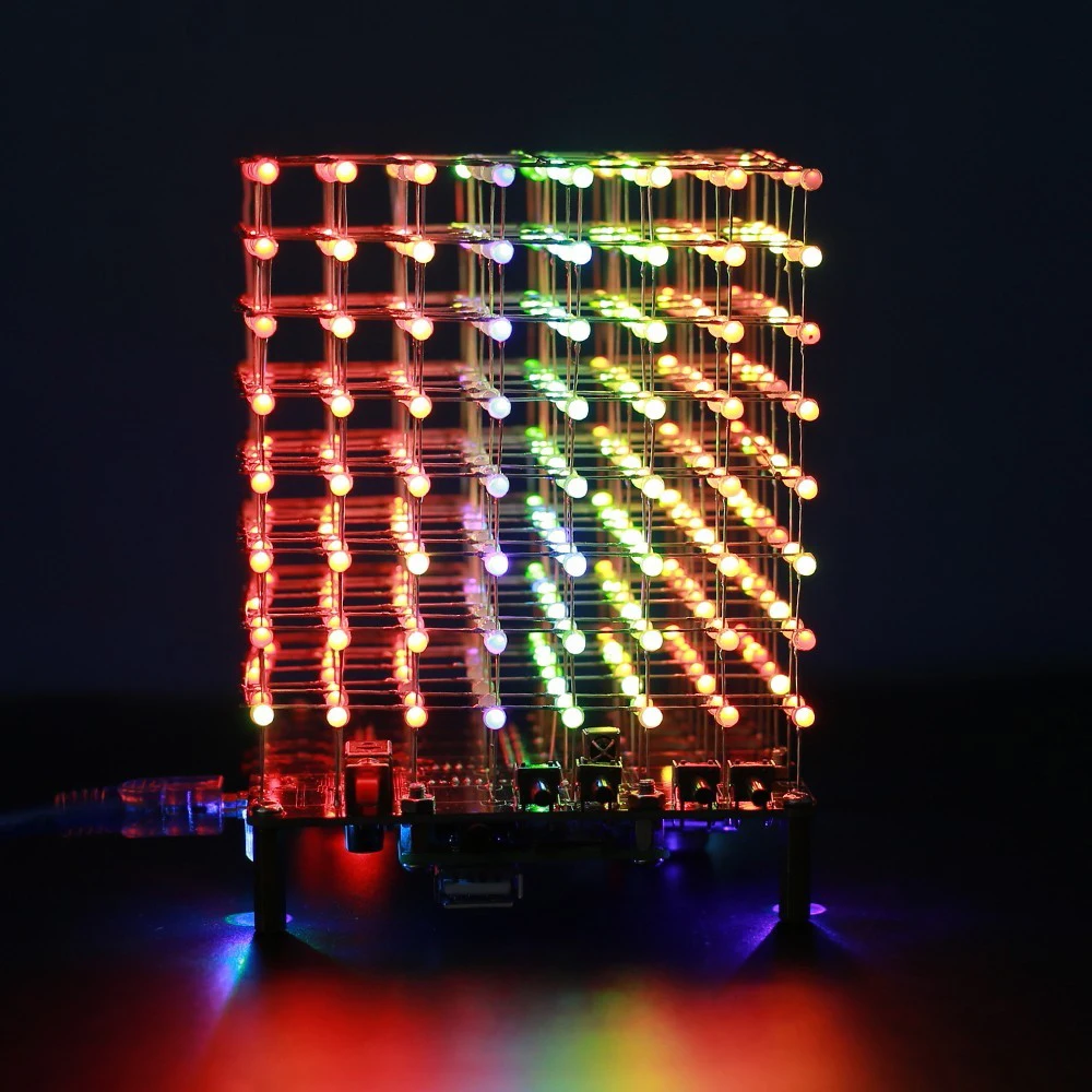 Kit électronique LED RGB, lumière musicale, Cube 3D, amplificateur Compatible Bluetooth, récepteur FM, cadeau de saint-valentin, pratique de soudage, bricolage