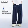 Inflation klassische Näh jeans trend ige Whisked Distressed Jeans hose mit weitem Bein plus Größe