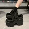 Nero Chunky Platform Oxford scarpe donna 2024 primavera Casual Lace Up Lolita scarpe donna Retro