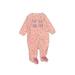 Just One You Made by Carter's Long Sleeve Onesie: Pink Floral Motif Bottoms - Size Newborn