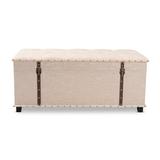Wildon Home® Soun Upholstered Ottoman Linen in Brown | 16.93 H x 39.37 W x 18.9 D in | Wayfair 7C872E0B65844DEDB65761A5965BC282