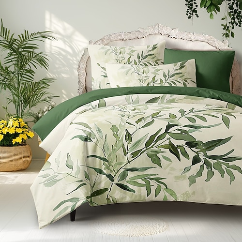 Bettbezug-Set der floralen Tropenserie, 3-teilig, 100 % Baumwolle oder Polyester, perfekt als Muttertagsgeschenk, superweich, hautfreundlich, langlebig Image