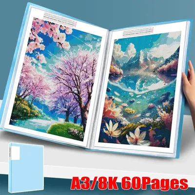 Data Organizer Painting Storage Book Diamond Painting Clear Pockets Photo Album Folder A3/8K