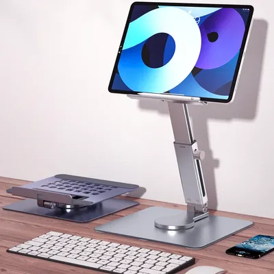 Desk Aluminum Alloy Tablet Stand Holder Foldable 360° Rotating Hands Desktop Mount Anti Slip For