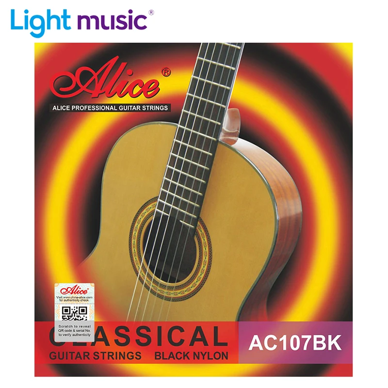 Alice A107BK Hard Tension Black Nylon Gold-Plated Copper Alloy Classical Guitar Strings 1-6 Strings for Classical Guitarra