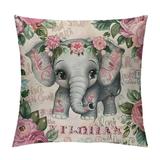 Creowell Custom Elephant Pillowcase Personalized Pet Photo Pillow Covers Design Text/Love Photo Cushion Covers Pillowcase 2-Sided Printing for Car Sofa Bed Couch All-Season White