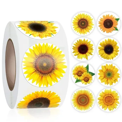 100-500Pcs Novel Sunflower Pretty Flowers Thank You Stickers Sealing Labels for Business Handmade