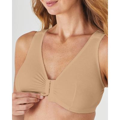 Appleseeds Women's Cotton Front-Close Bra - Tan - 42