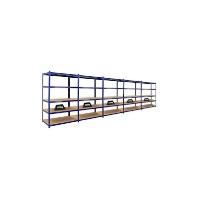 PROREGAL Mega Deal | 5x Schwerlastregal TAURUS | HxBxT 180x120x60 cm | Fachlast 175kg | Blau | Stecksystem Lagerregal Regalsystem 5 Stk. Image