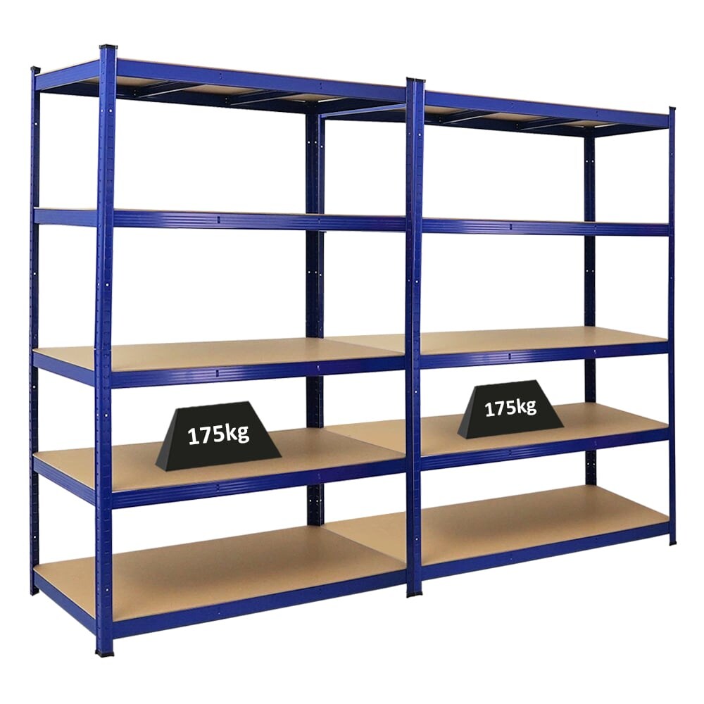 PROREGAL Mega Deal | 2x Schwerlastregal TAURUS | HxBxT 180x120x60 cm | Fachlast 175kg | Blau | Stecksystem Lagerregal Regalsystem 2 Stk. Image